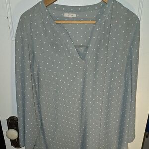Maurices Sage Green Polka Dot Blouse